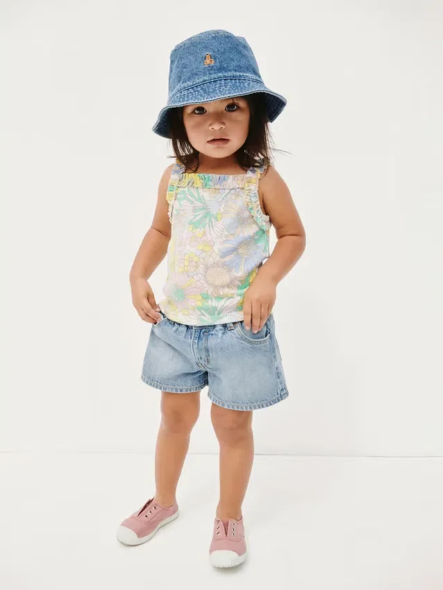 Baby & Peuter-tanktop met geribde schort en ruches