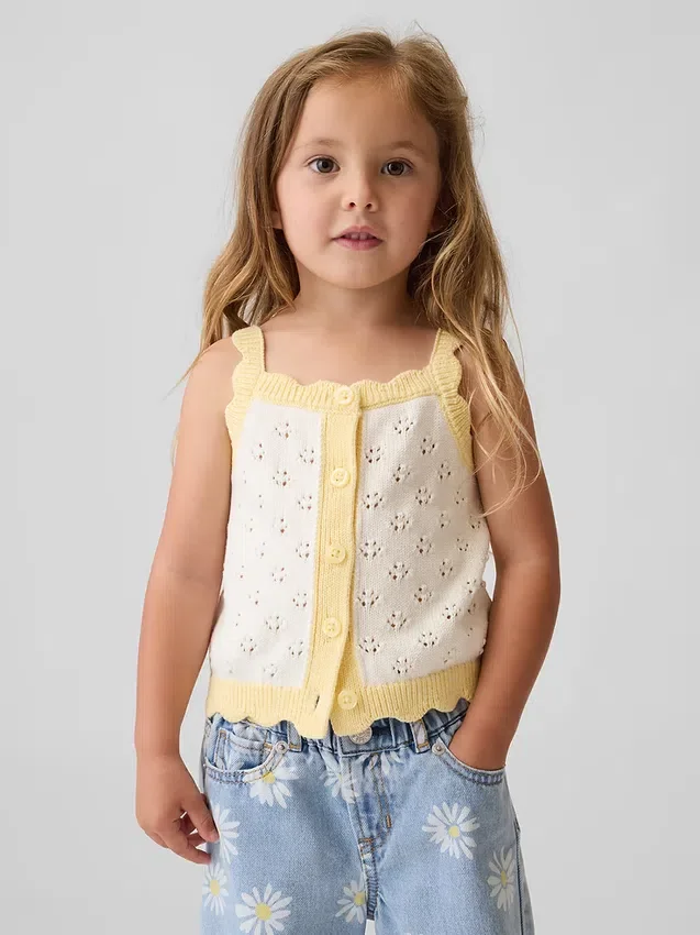 Baby & Peuter-tanktop met pointelle-motief en kleurblokken