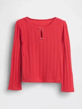 Baby & Peuter-top met pointelle-patroon en strik