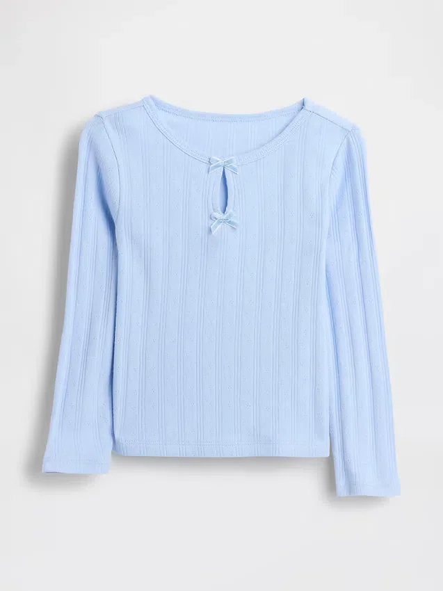 Baby & Peuter-top met pointelle-patroon en strik