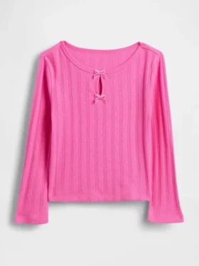 Baby & Peuter-top met pointelle-patroon en strik