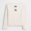 Baby & Peuter-top met pointelle-patroon en strik