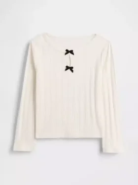 Baby & Peuter-top met pointelle-patroon en strik