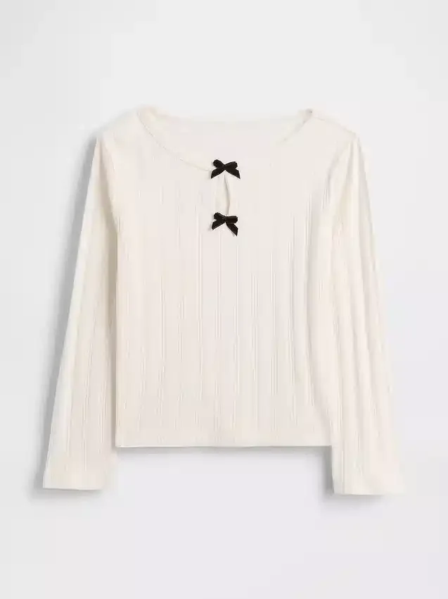 Baby & Peuter-top met pointelle-patroon en strik