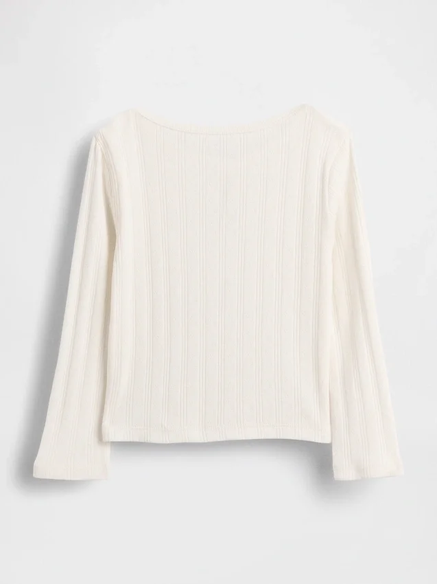 Baby & Peuter-top met pointelle-patroon en strik