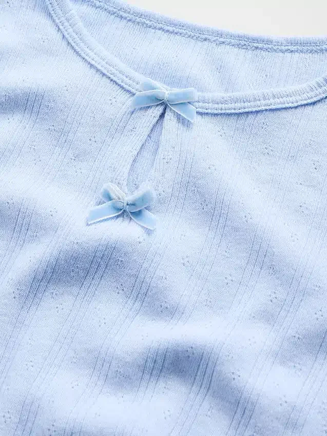 Baby & Peuter-top met pointelle-patroon en strik