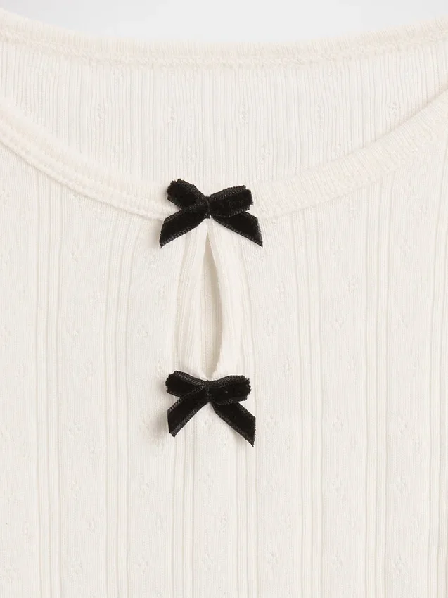 Baby & Peuter-top met pointelle-patroon en strik