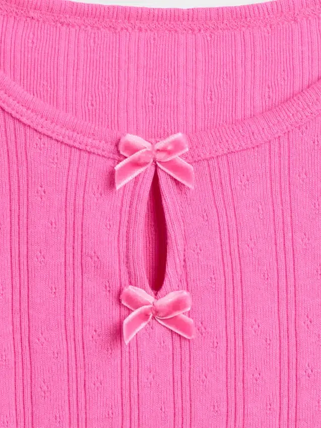 Baby & Peuter-top met pointelle-patroon en strik