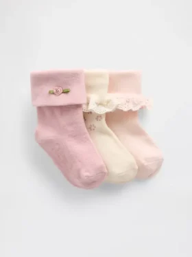 Baby-sokken met omgeslagen boord (3-pack)