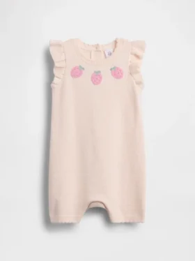 Baby-trui met aardbeienmotief, kort boxpakje