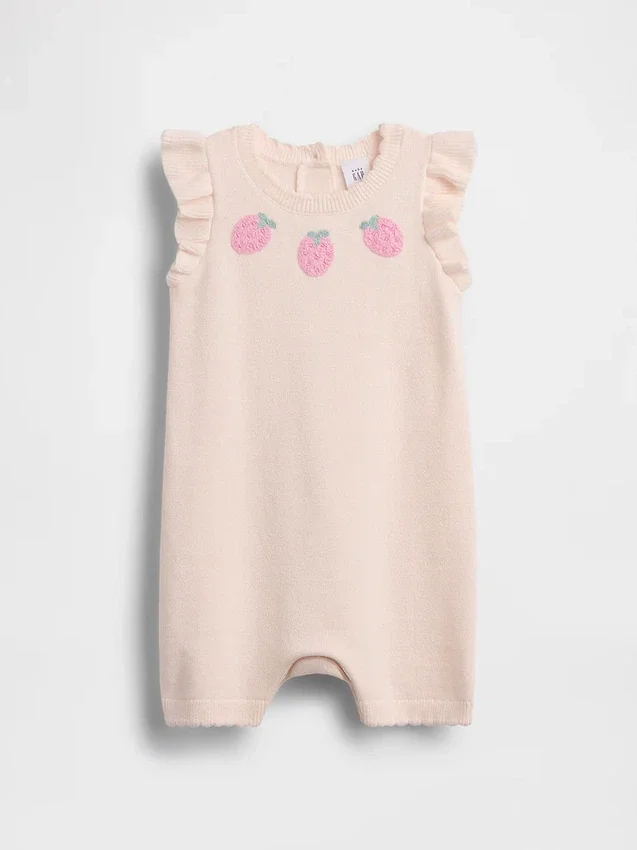 Baby-trui met aardbeienmotief, kort boxpakje