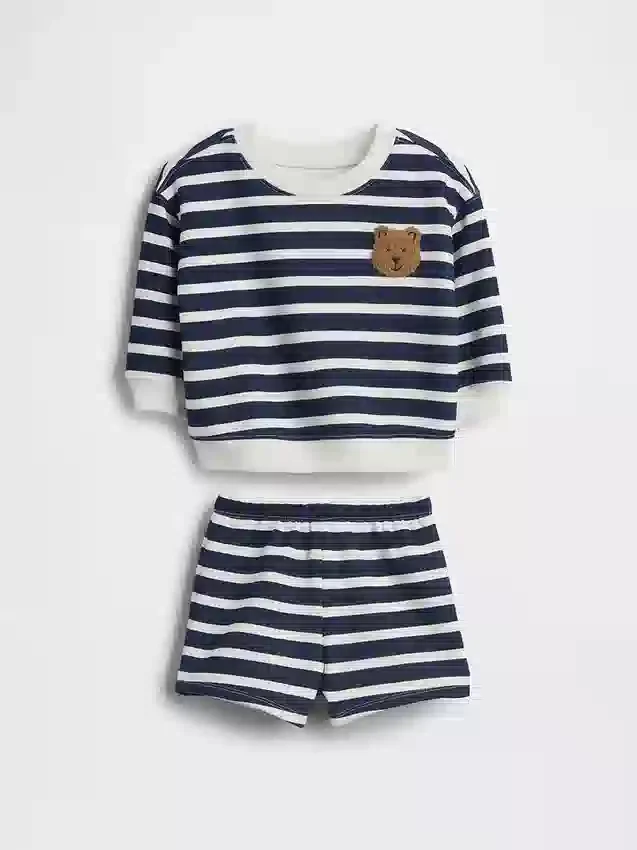 Baby Vintagesoft Bear Stripe-sweatset