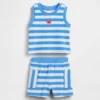 Babyhanddoek-outfitset van gestreepte badstof