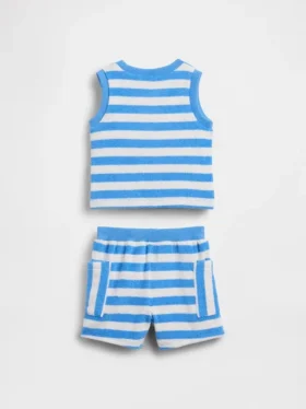 Babyhanddoek-outfitset van gestreepte badstof