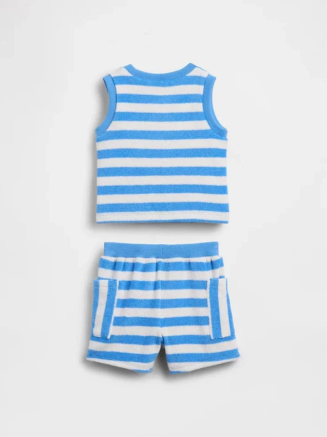 Babyhanddoek-outfitset van gestreepte badstof