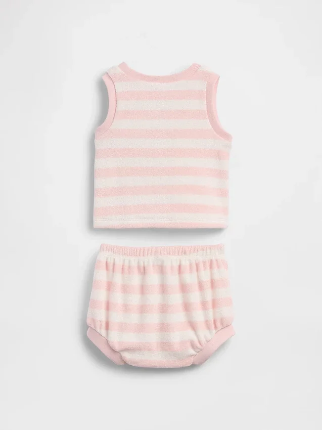 Babyhanddoek-outfitset van gestreepte badstof