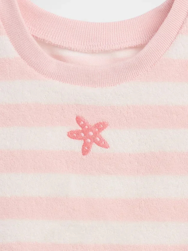 Babyhanddoek-outfitset van gestreepte badstof