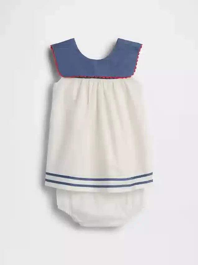 Babyjurk van linnen-katoen in matrozenstijl