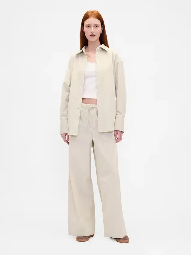 Baggy broek van corduroy met middelhoge taille