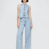 Baggy broek van ultrazacht denim met middelhoge taille