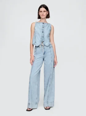 Baggy broek van ultrazacht denim met middelhoge taille