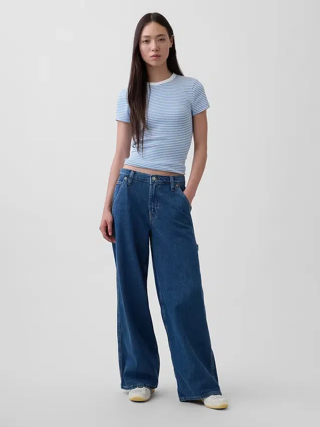 Baggy broek van ultrazacht denim met middelhoge taille