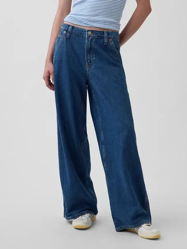 Baggy broek van ultrazacht denim met middelhoge taille