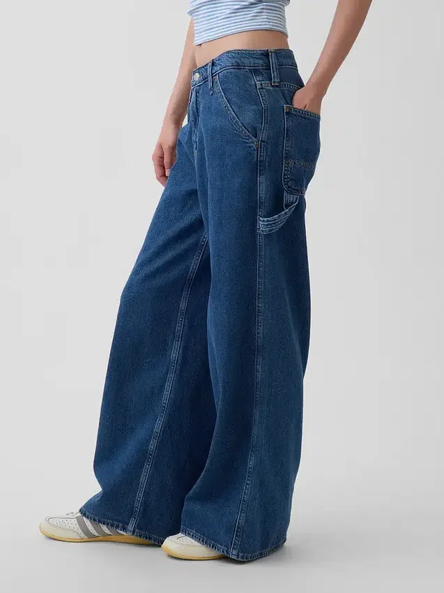 Baggy broek van ultrazacht denim met middelhoge taille