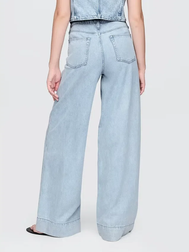 Baggy broek van ultrazacht denim met middelhoge taille