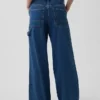 Baggy broek van ultrazacht denim met middelhoge taille