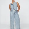 Baggy broek van ultrazacht denim met middelhoge taille