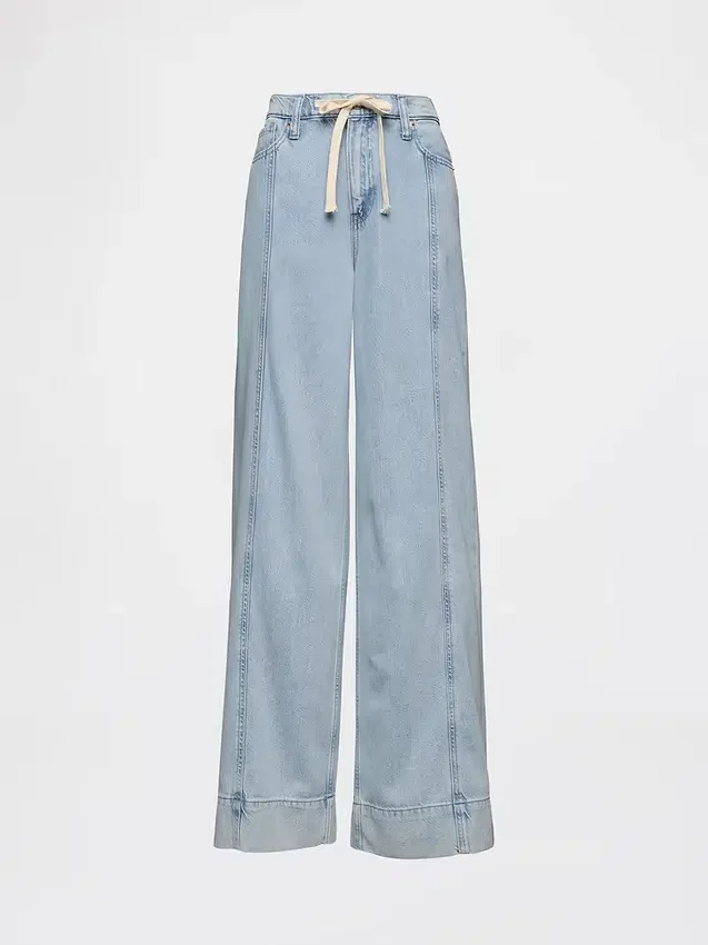 Baggy broek van ultrazacht denim met middelhoge taille