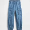 Baggy cargo-joggingbroek van denim voor kinderen
