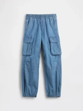 Baggy cargo-joggingbroek van denim voor kinderen