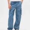Baggy cargo-joggingbroek van denim voor kinderen