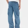 Baggy cargo-joggingbroek van denim voor kinderen