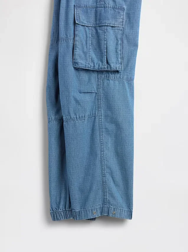 Baggy cargo-joggingbroek van denim voor kinderen