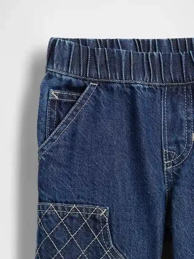 Baggy carpenter-Jeans met elastische tailleband voor Baby & Peuter