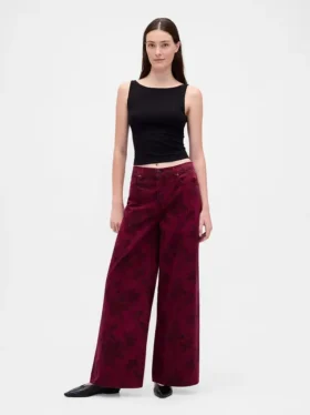Baggy-Jeans met bloemenprint en middelhoge taille