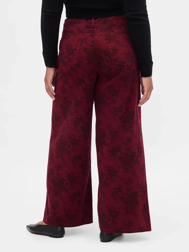 Baggy-Jeans met bloemenprint en middelhoge taille