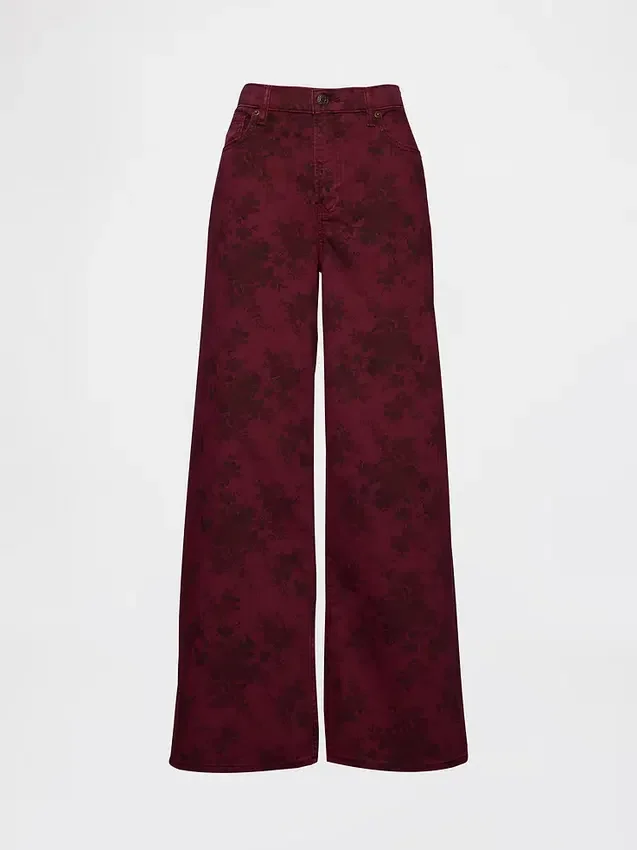 Baggy-Jeans met bloemenprint en middelhoge taille