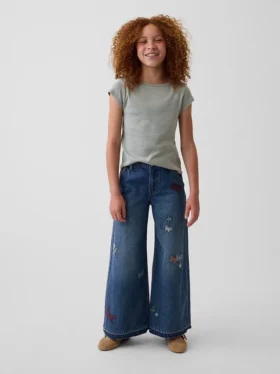Baggy-Jeans met lage taille en borduursel voor kinderen