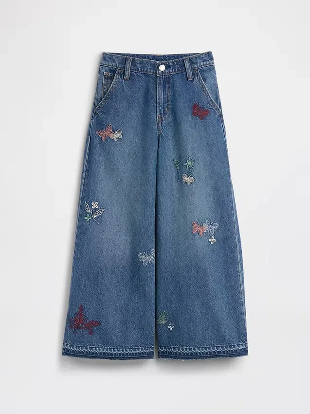 Baggy-Jeans met lage taille en borduursel voor kinderen