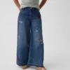 Baggy-Jeans met lage taille en borduursel voor kinderen