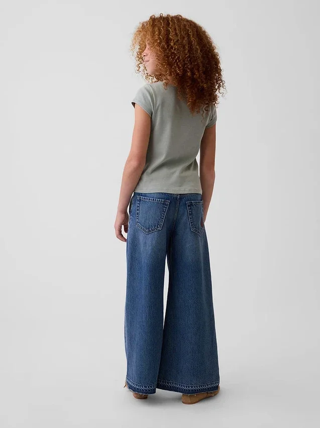 Baggy-Jeans met lage taille en borduursel voor kinderen