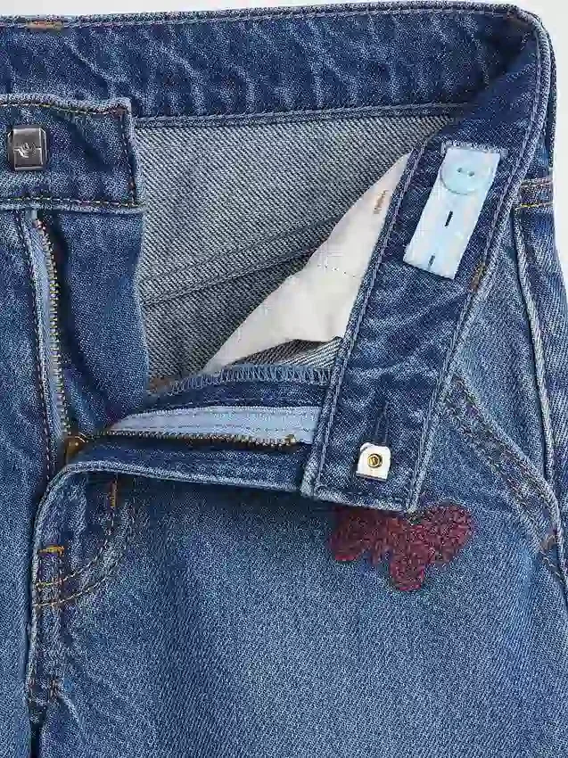 Baggy-Jeans met lage taille en borduursel voor kinderen
