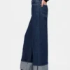 Baggy-Jeans met middelhoge taille en metallic omgeslagen boorden