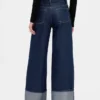 Baggy-Jeans met middelhoge taille en metallic omgeslagen boorden