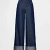 Baggy-Jeans met middelhoge taille en metallic omgeslagen boorden