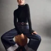 Baggy-Jeans met middelhoge taille en metallic omgeslagen boorden